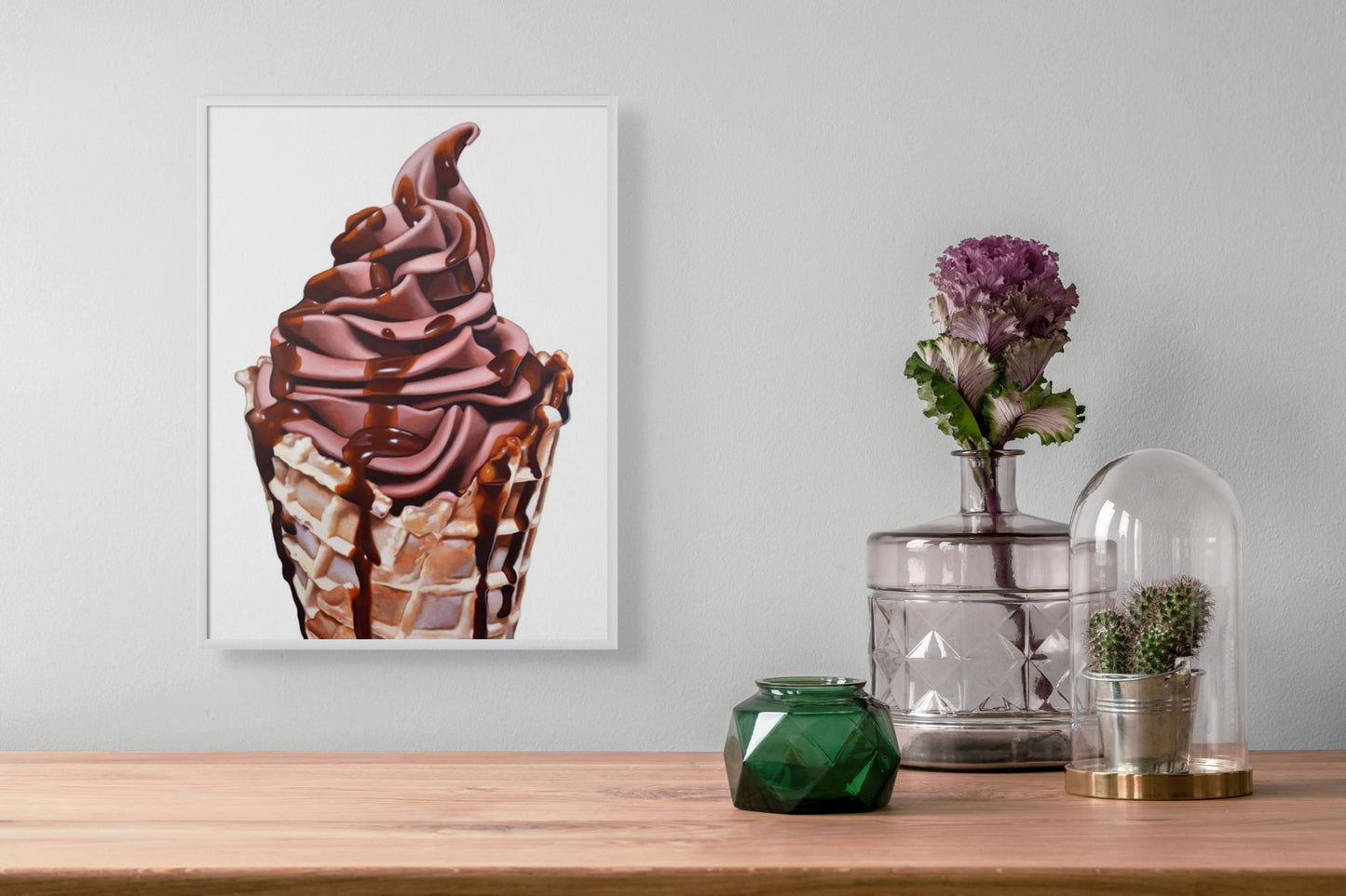 Chocolate Sauce Ice Cream Cone Art Print | Limited Edition of 50