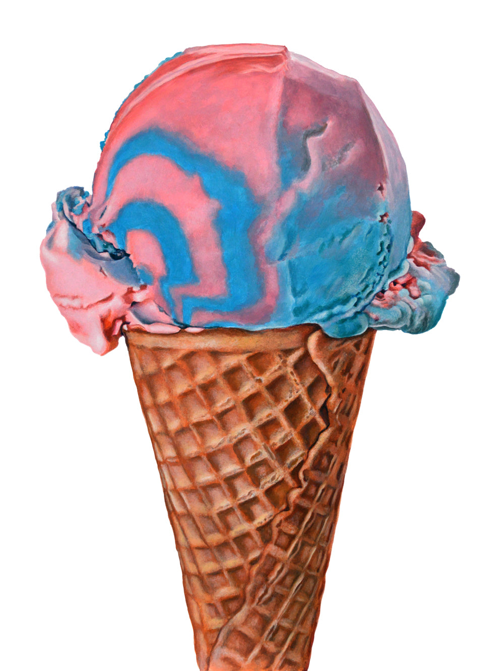 Cotton Candy Swirl Ice Cream Cone Art Print | Limited Edition of 50