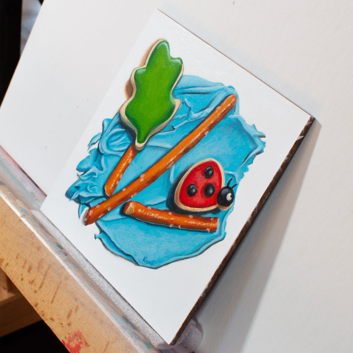 RESERVED -Tiny Daydreamer (Original Acrylic Trompe L'Oeil Painting by Kim Testone)