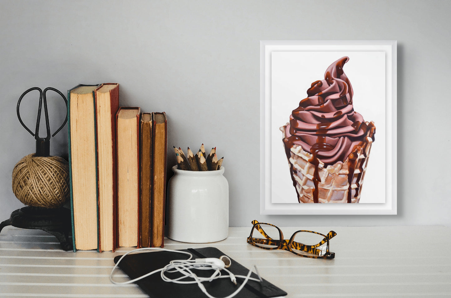 Chocolate Sauce Ice Cream Cone Art Print | Limited Edition of 50