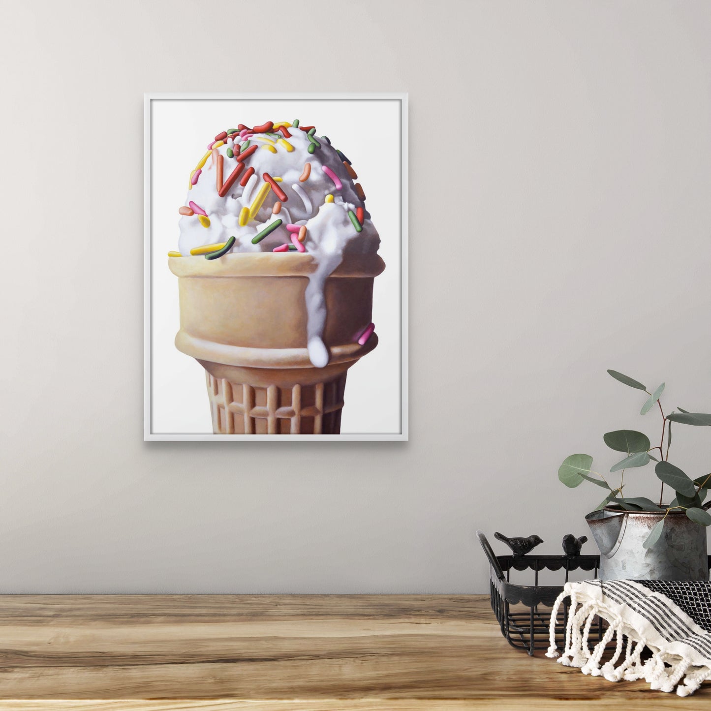 Vanilla with Sprinkles Ice Cream Cone Art Print | Limited Edition of 50
