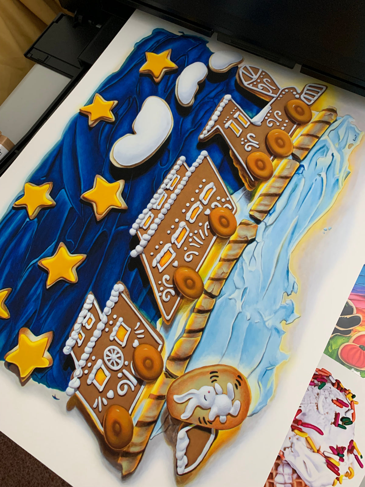 Night Train | Gingerbread Trompe L'Oeil Painting | Open-Edition Print