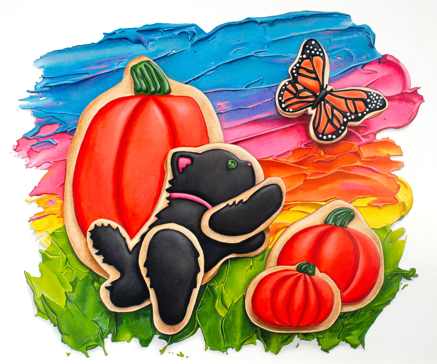 Chasing Butterflies (Original Acrylic Trompe L'Oeil Painting by Kim Testone)