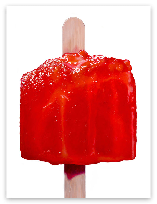 Half Eaten Cherry Popsicle Art Print by Kim Testone