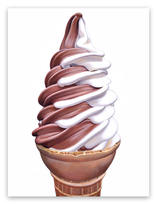 Chocolate Vanilla Twist Ice Cream Cone Art Print by Kim Testone