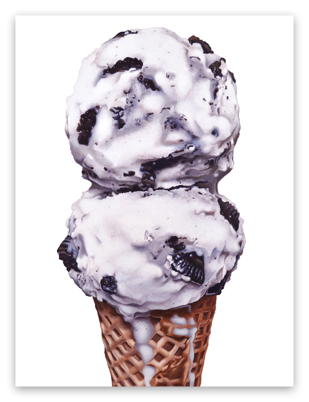 Two Scoops of Cookies and Cream Ice Cream Cone Art Print by Kim Testone