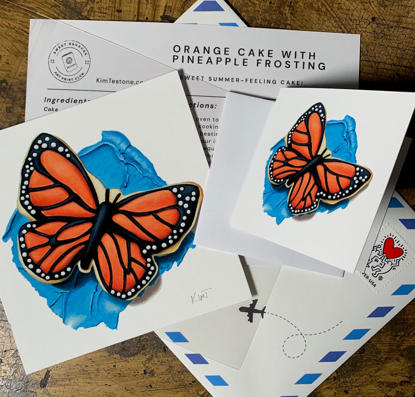 Mini print of freedom monarch butterfly cookie painting by Kim Testone.