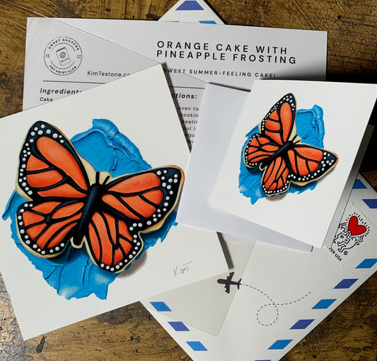 Mini print of freedom monarch butterfly cookie painting by Kim Testone.