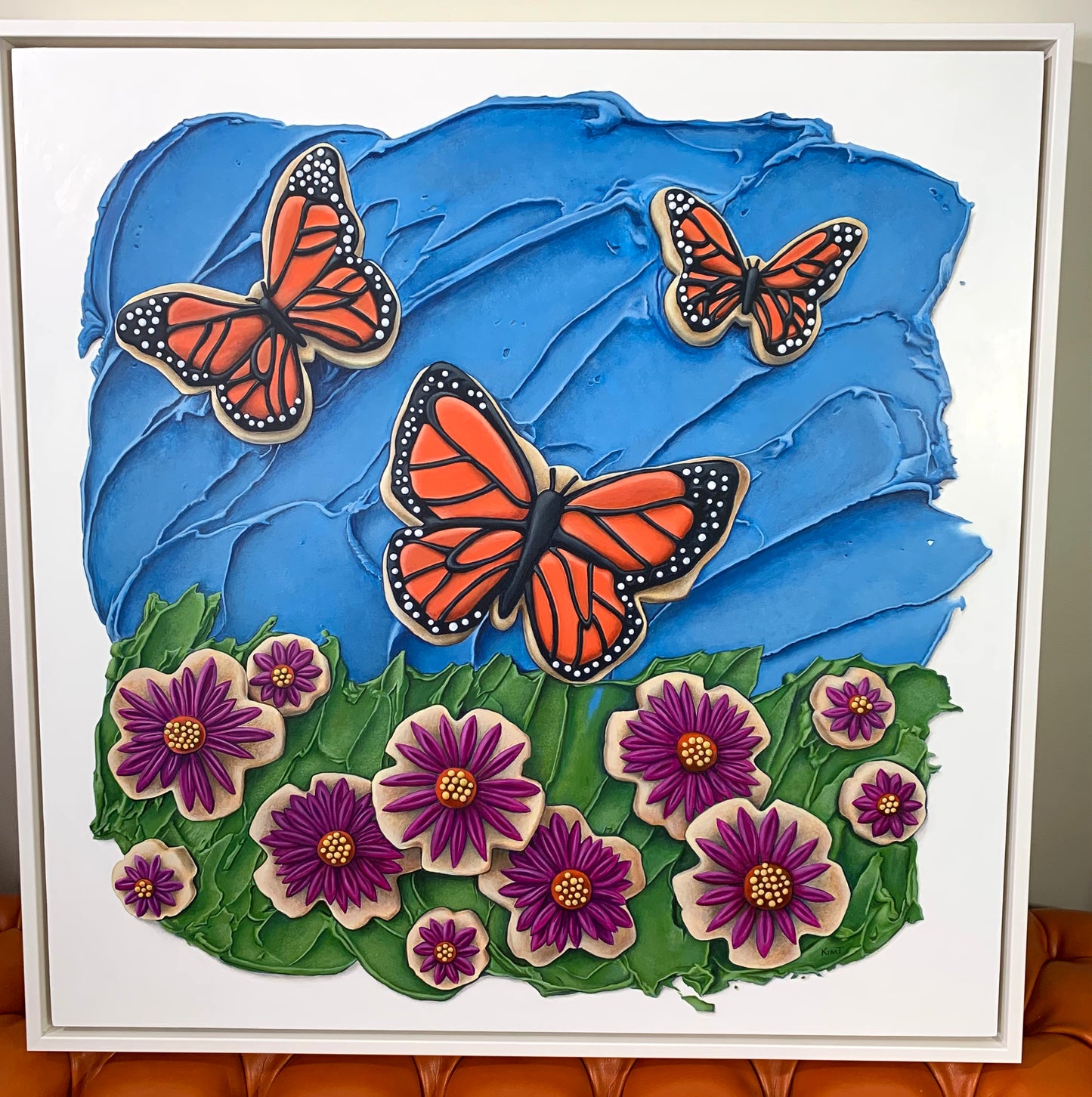 Butterflies in the Sky (Original Acrylic Trompe L'Oeil Painting by Kim Testone)
