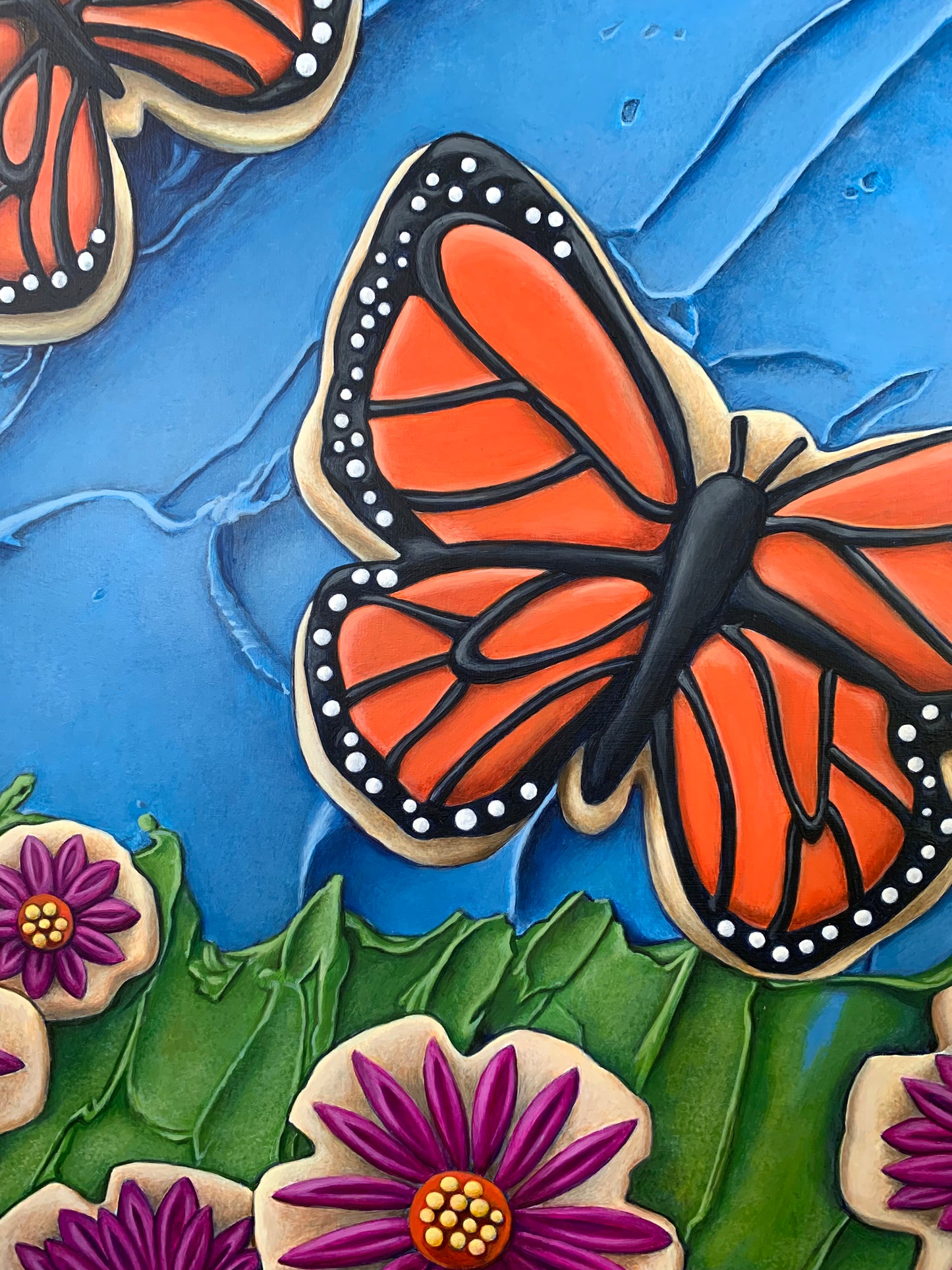 Butterflies in the Sky (Original Acrylic Trompe L'Oeil Painting by Kim Testone)
