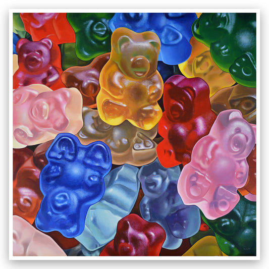 Colorful Realistic Gummy Bears Art Print by Kim Testone