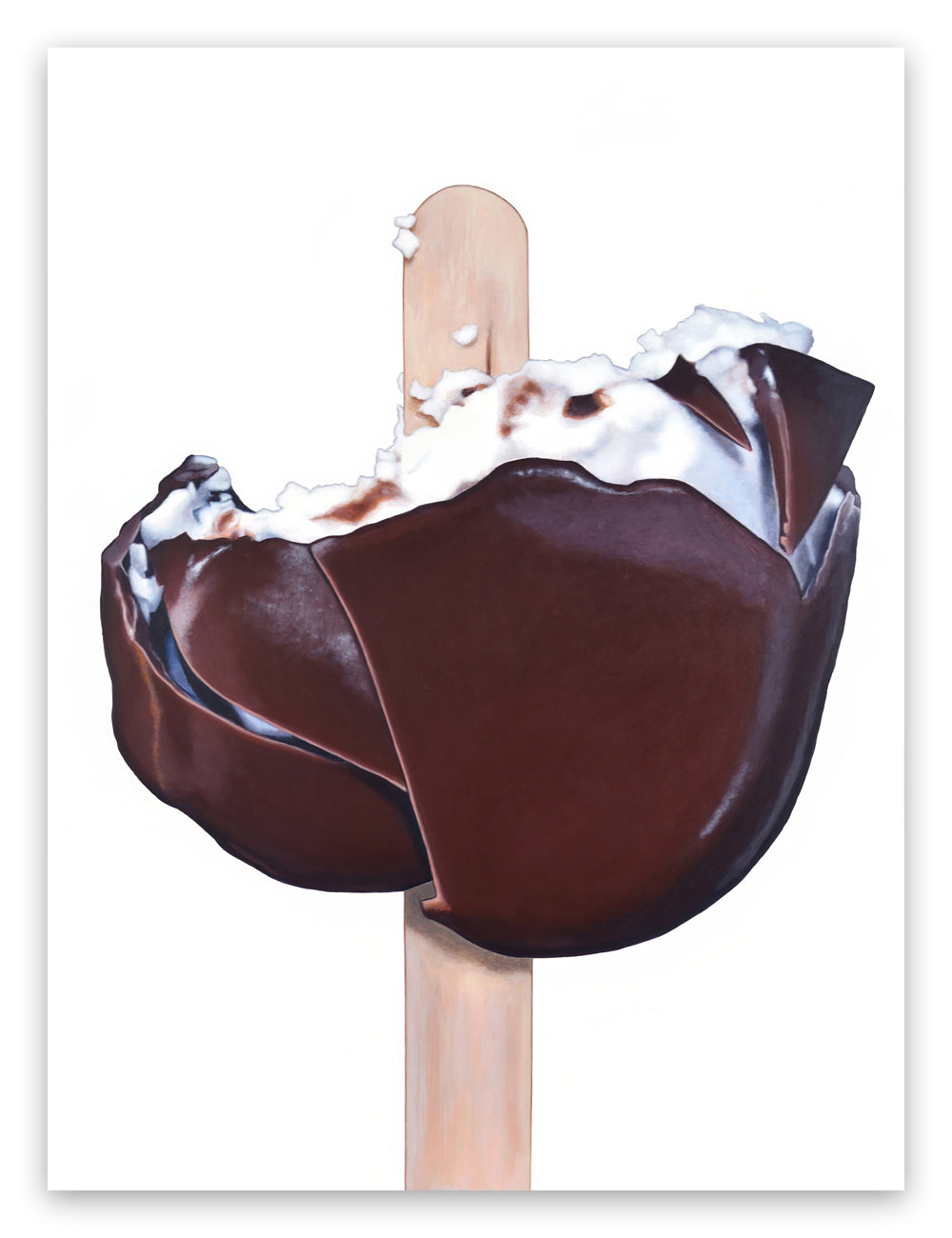 Half Eaten Homemade Dove Smooth Chocolate Crunch Novelty Ice Cream Bar Art Print by Kim Testone