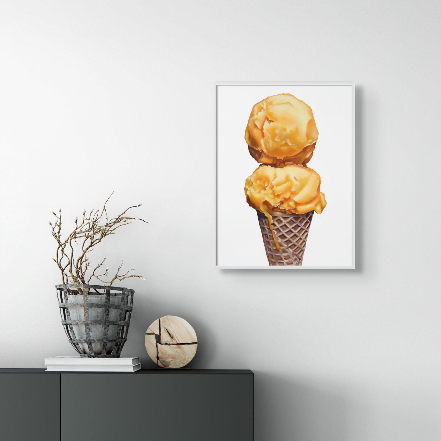 Peach Sorbet Ice Cream Cone Art Print | Limited Edition of 50