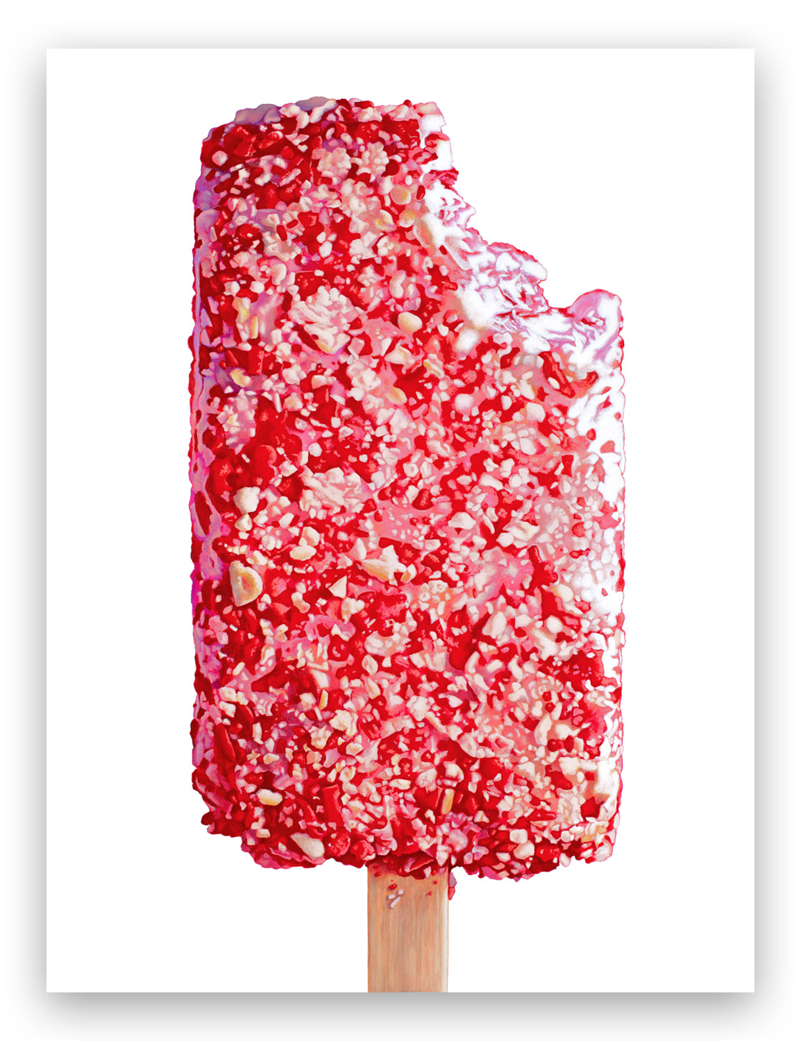 Tall Strawberry Crunch Ice Cream Bar Print with Shadow for Edge Emphasis