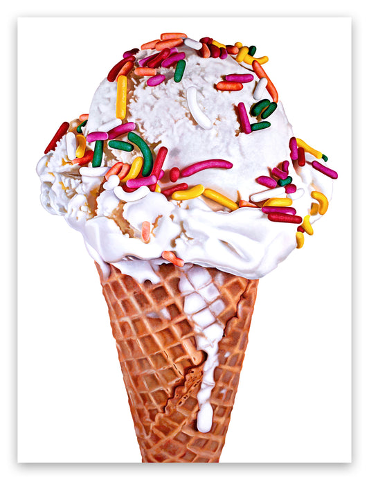 Tall Vanilla with Sprinkles Ice Cream Cone Art Print | Open Edition