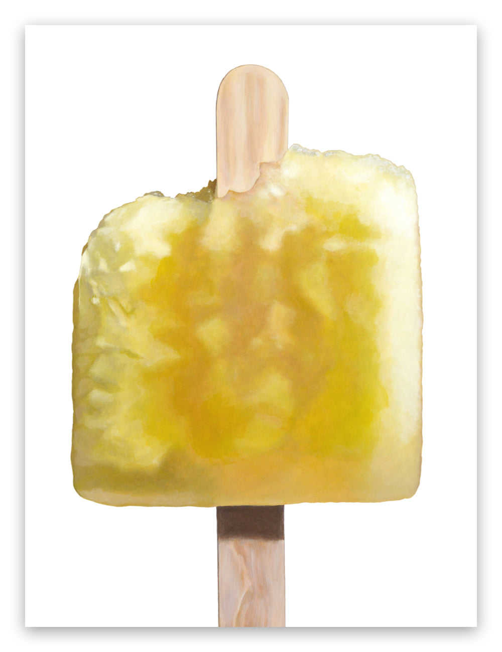 Half Eaten Realistic Frosty Yellow Popsicle Art Print by Kim Testone