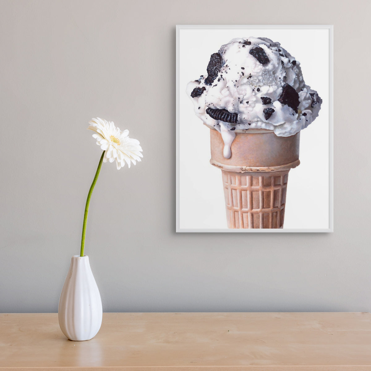 Cookies and Cream 2 Ice Cream Cone Art Print | Limited Edition of 50