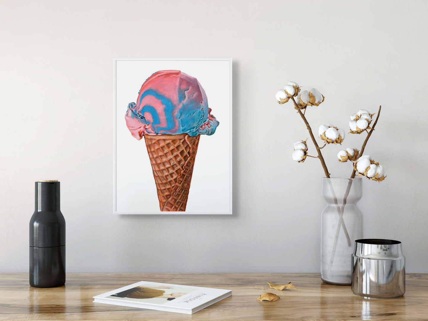 Cotton Candy Swirl Ice Cream Cone Art Print | Limited Edition of 50