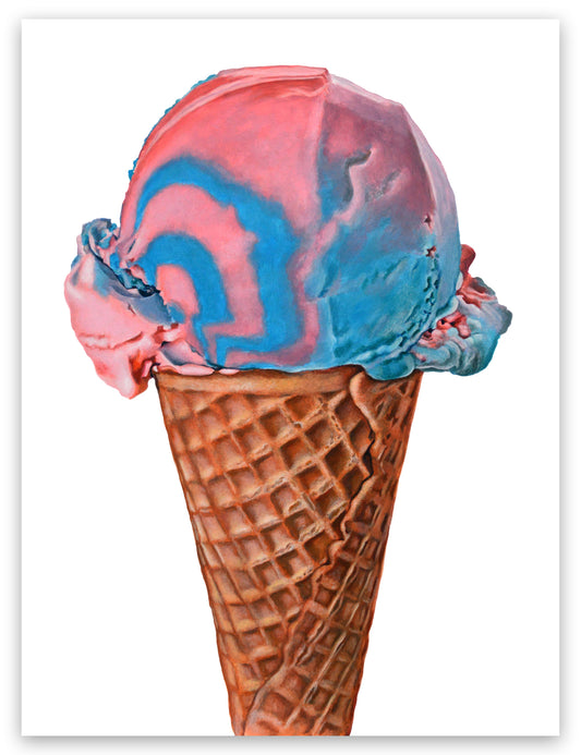 Cotton Candy Swirl Ice Cream Cone Art Print | Limited Edition of 50