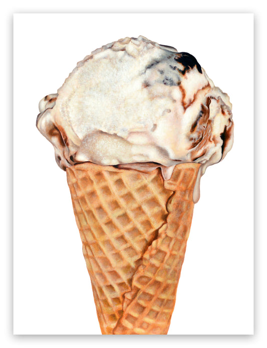 Fudge Ripple Ice Cream Cone Art Print | Limited Edition of 50