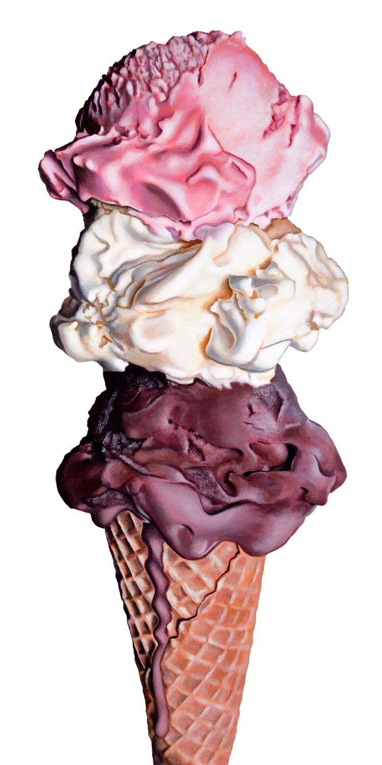 Neopolitan Ice Cream Cone Art Print | Open Edition Print
