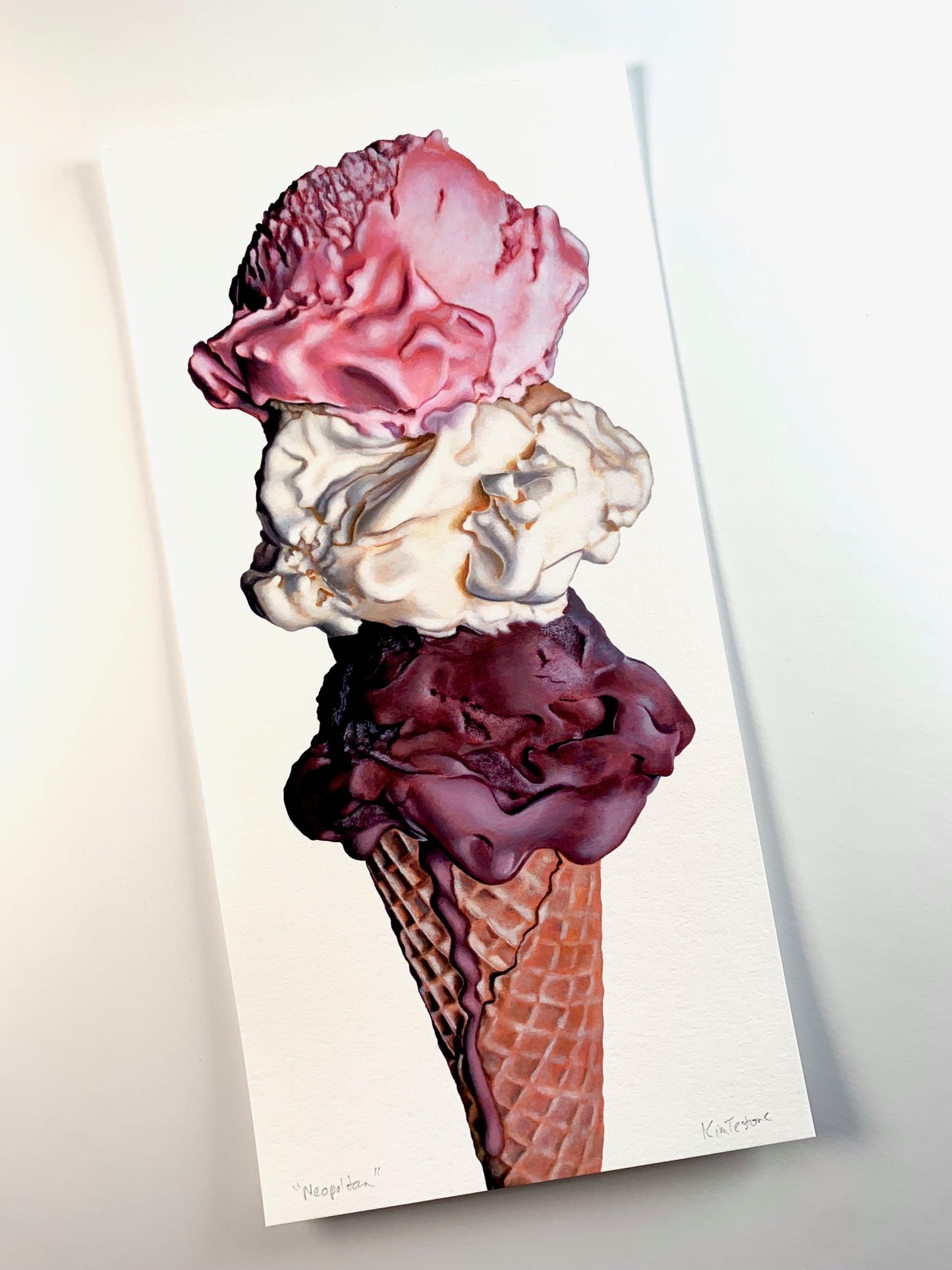Neopolitan Ice Cream Cone Art Print | Open Edition Print
