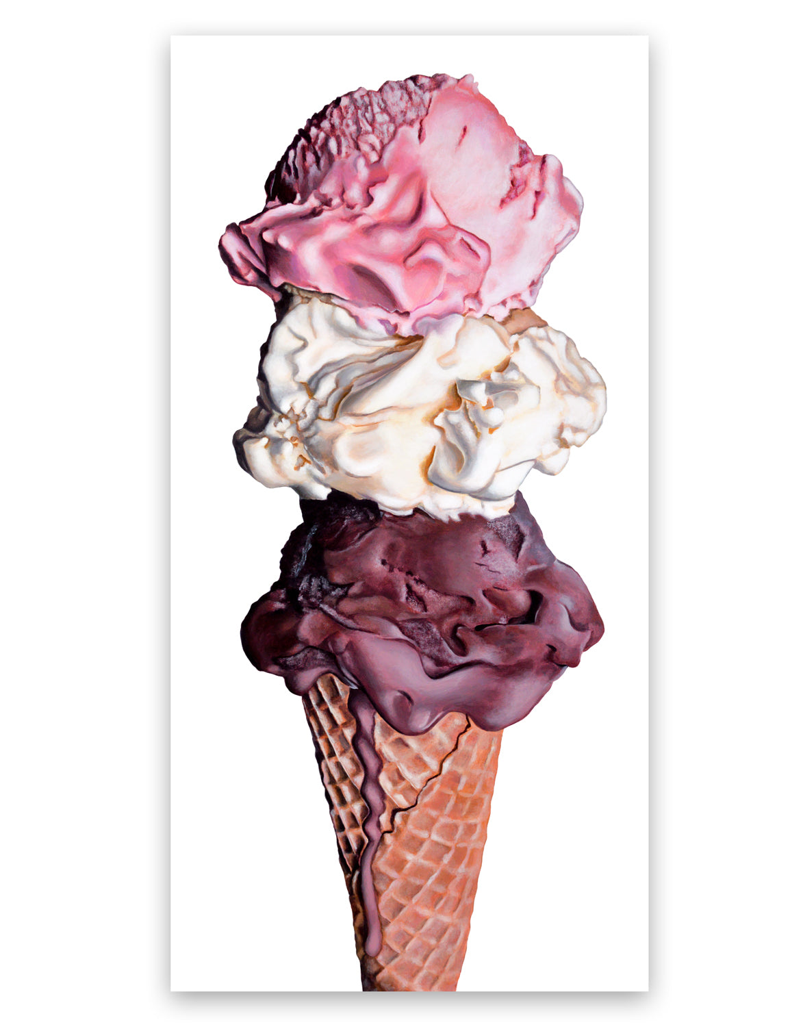 Neopolitan Ice Cream Cone Art Print | Open Edition – Kim Testone