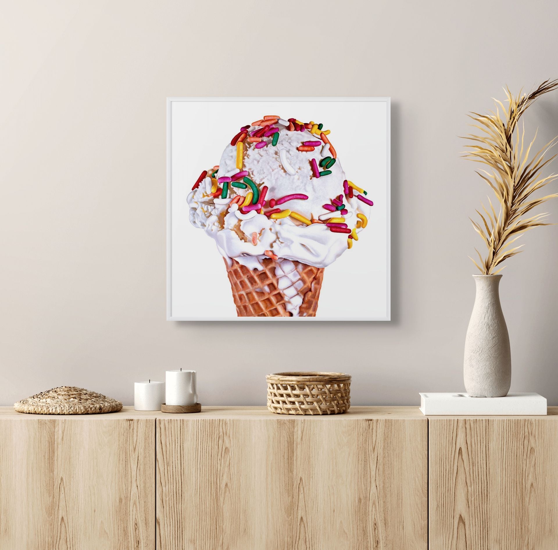 Square option for the Vanilla with Sprinkles art print on wall